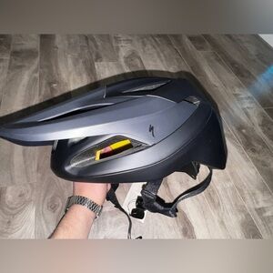 Specialized Black Helmet with Yellow Accents and Visor